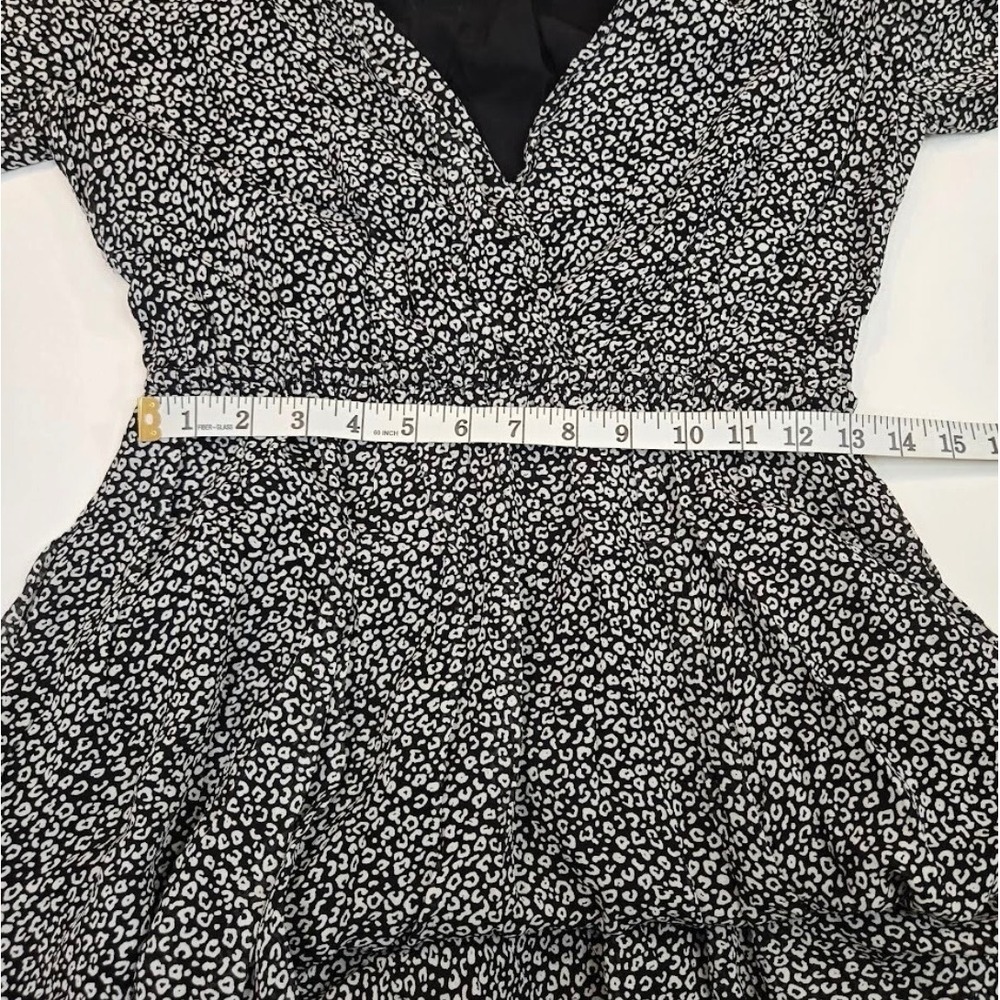 Maeve Anthropologie Leopard Print V-Neck Long Sleeve Mini Dress Black White XS - Picture 10 of 12